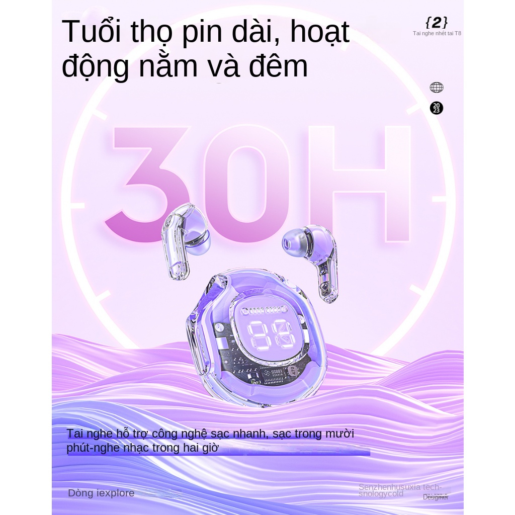 Tai Nghe Nhét Tai Bluetooth 5.3 Có Đèn LED