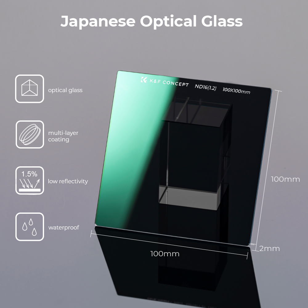 Kính Lọc nd4 / nd8 / nd16 / nd64 / nd1000 / nd2000 / nd32000 Hình Vuông 100x100mm Cho Máy Ảnh Kèm 28 Khung Vỏ Bọc