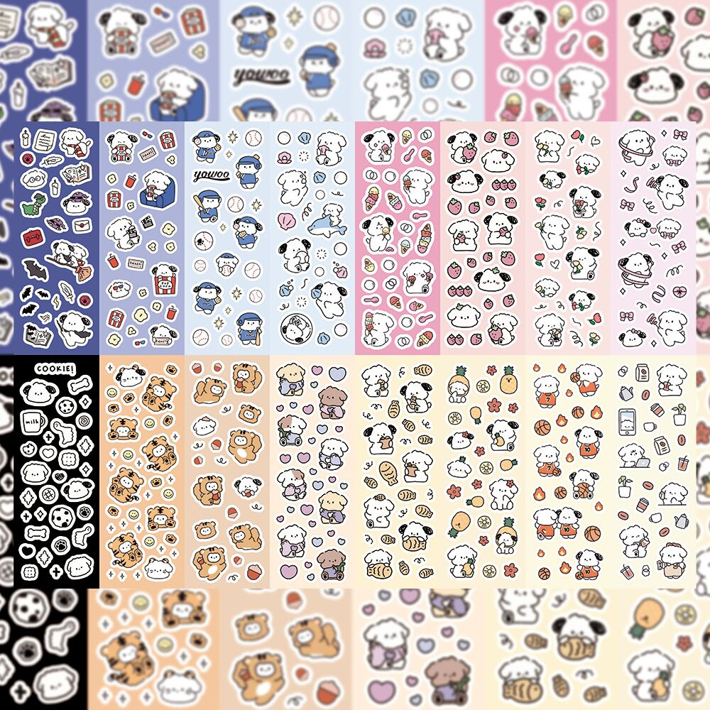 Phim hoạt hình dễ thương hàn quốc mô hình con chó nhỏ màu trắng không thấm nước pet die cut stickers nhật ký sổ tay kế hoạch sổ lưu niệm trường hợp điện thoại nghiên cứu văn phòng phẩm tự làm nhãn dán trang trí