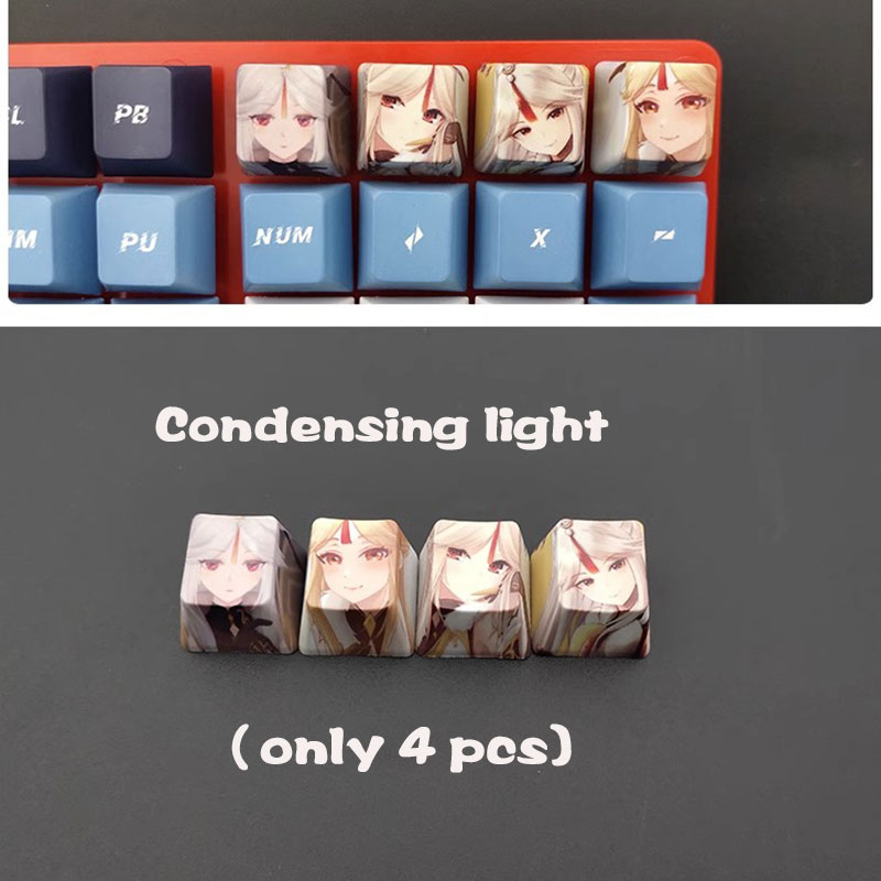 Genshin impact keycap r4 five side dye sub pbt phím cá tính tám vị thần son chạm khắc sấm sét nói chung quả óc chó thần bên trong anime keycap