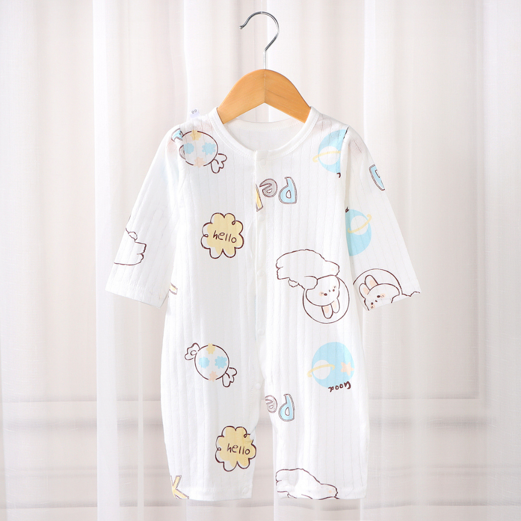 Áo liền quần cotton dễ thương cho bé đồ ngủ dài tay cho bé