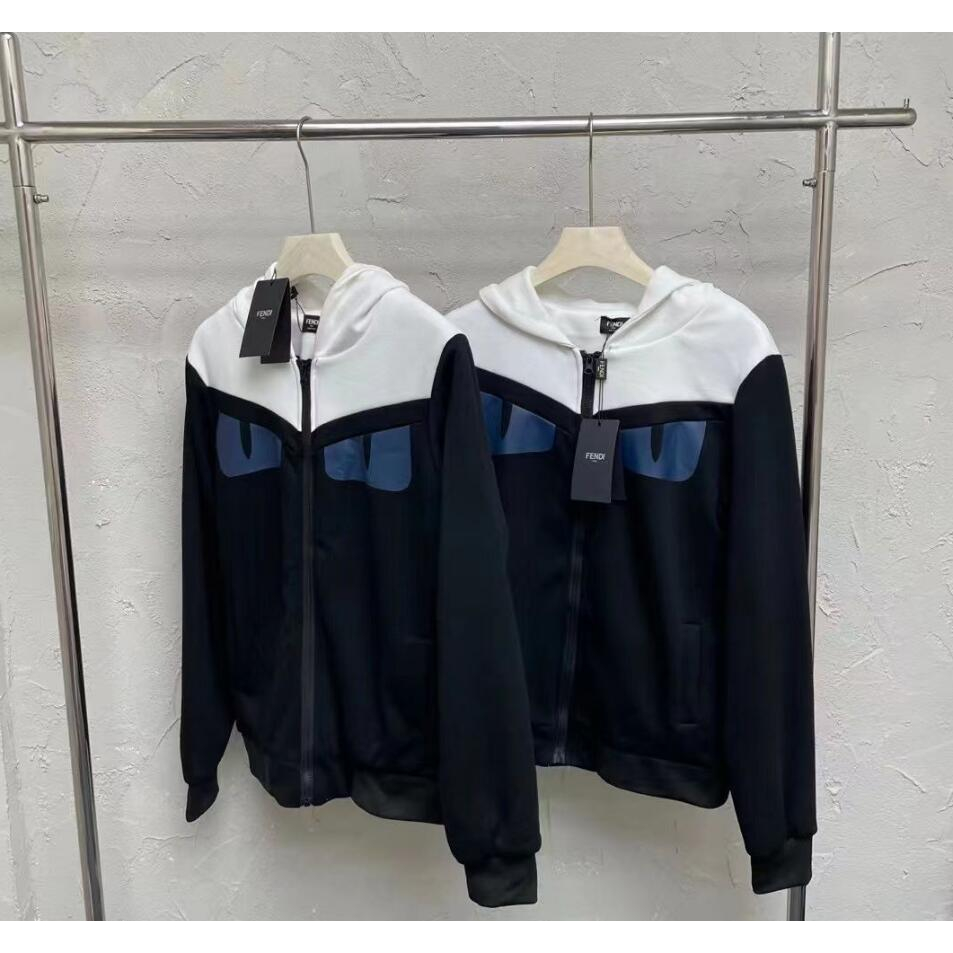 Fen-di Hàng mới về fen thường nam nữ dài tay cottonhoodies áo khoác có dây kéo size s-4xl