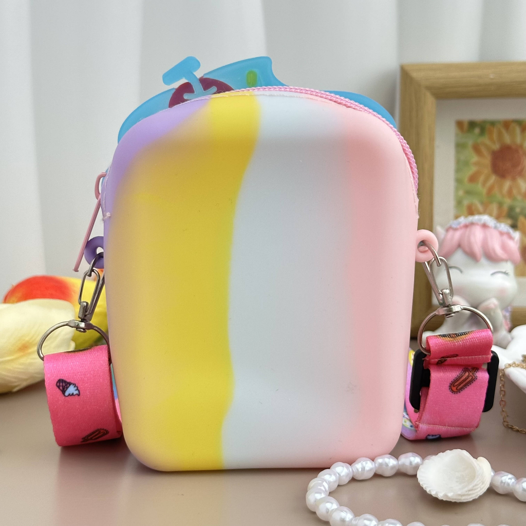 Pop it fidget toy cake crossbody túi đeo vai dễ thương cho bé gái túi xách đồ chơi lúm đồng tiền ví giải tỏa căng thẳng đẩy túi silicone