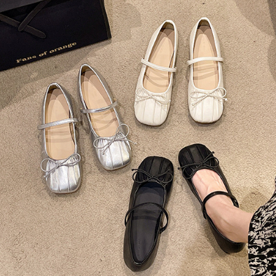 One more shoes⭐Giày Búp Bê Đế Mềm Thắt Nơ Phong Cách Pháp
