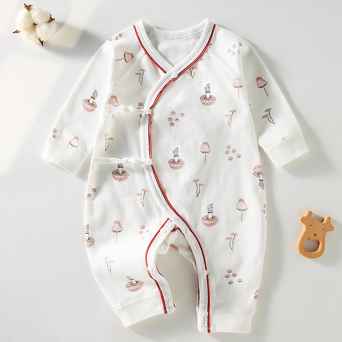 Áo liền thân cotton in hoạt hình cho bé sơ sinh