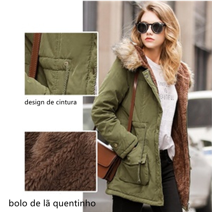Áo khoác nữ có mũ trùm đầu parka chống gió dày faux fur down jacket