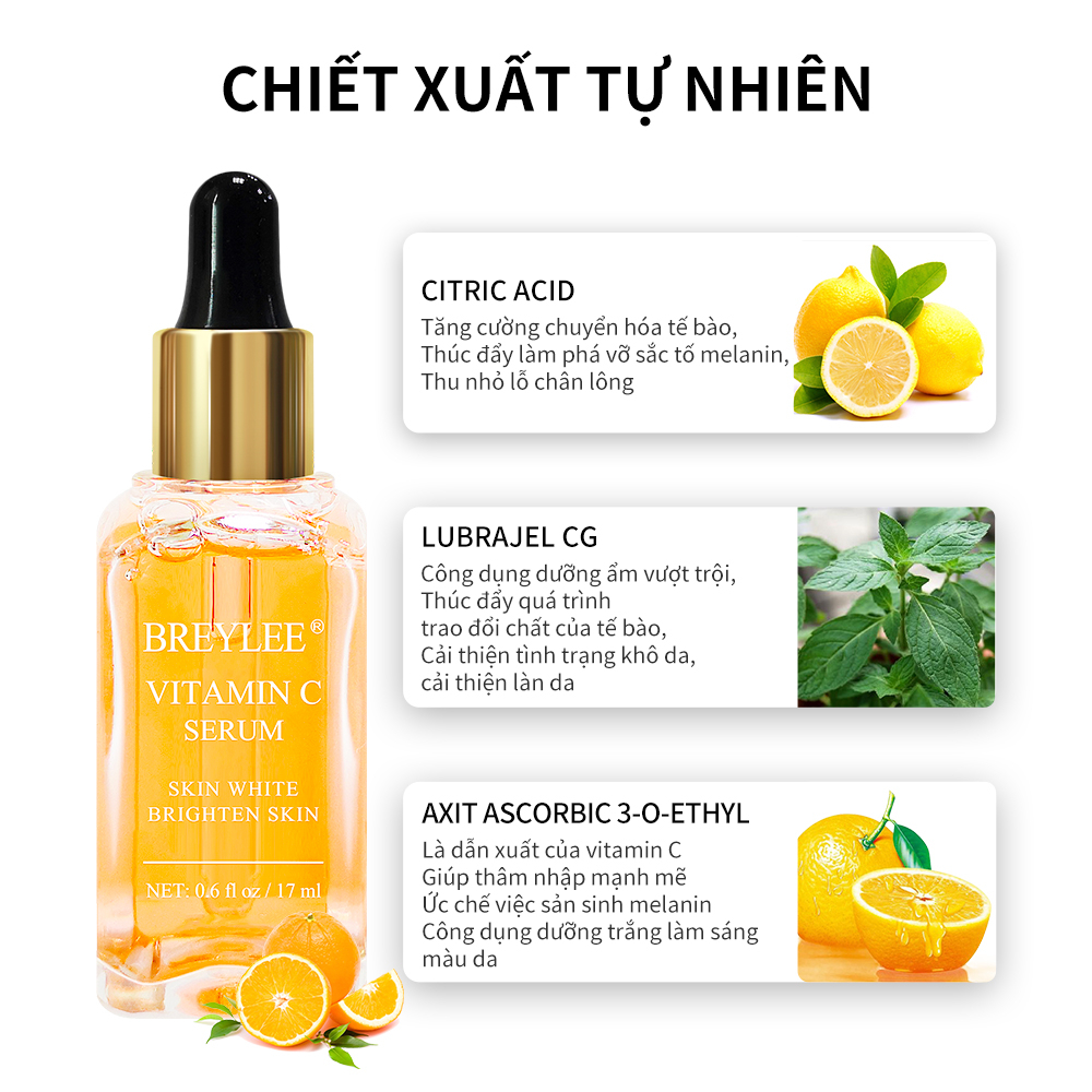 Serum Vitamin C Breylee Làm Trắng Sáng Se Khít Thu Nhỏ Lỗ Chân Lông 17ml