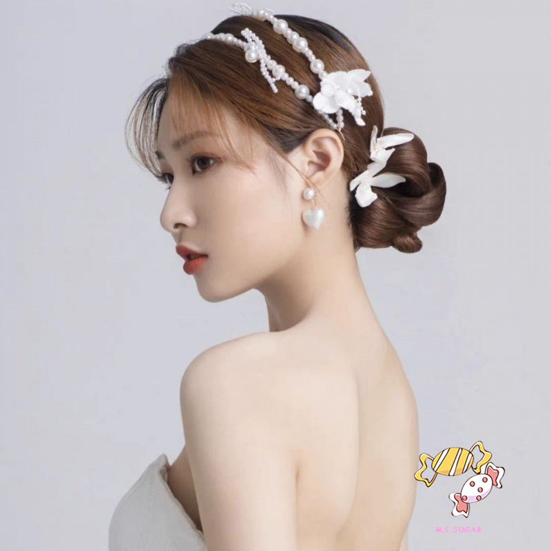 YADORNOS Set 2 Món Trang Sức Gồm Bông Tai + Dây Buộc Tóc Hình Hoa Ngọt Ngào Cho Nữ