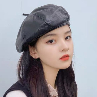Ins influencer style mũ nồi bát giác da pu anh nhật mũ họa sĩ nữ thu đông phiên bản hàn quốc hợp thời trang all-match
