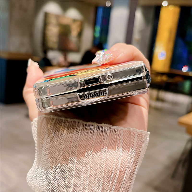 Tranh sơn dầu hoa fold5 vỏ điện thoại cho samsung galaxy z fold 5 4 3 5g pc bảo vệ fold3 fold4 cover