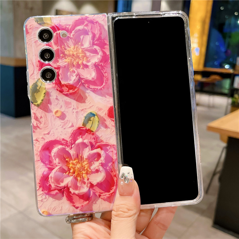 Tranh sơn dầu hoa fold5 vỏ điện thoại cho samsung galaxy z fold 5 4 3 5g pc bảo vệ fold3 fold4 cover