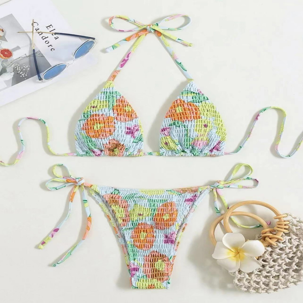 Áo tắm nữ in xẻ tà gợi cảm áo ngực nữ và bộ bikini quần lót để lặn bơi ngoài trời