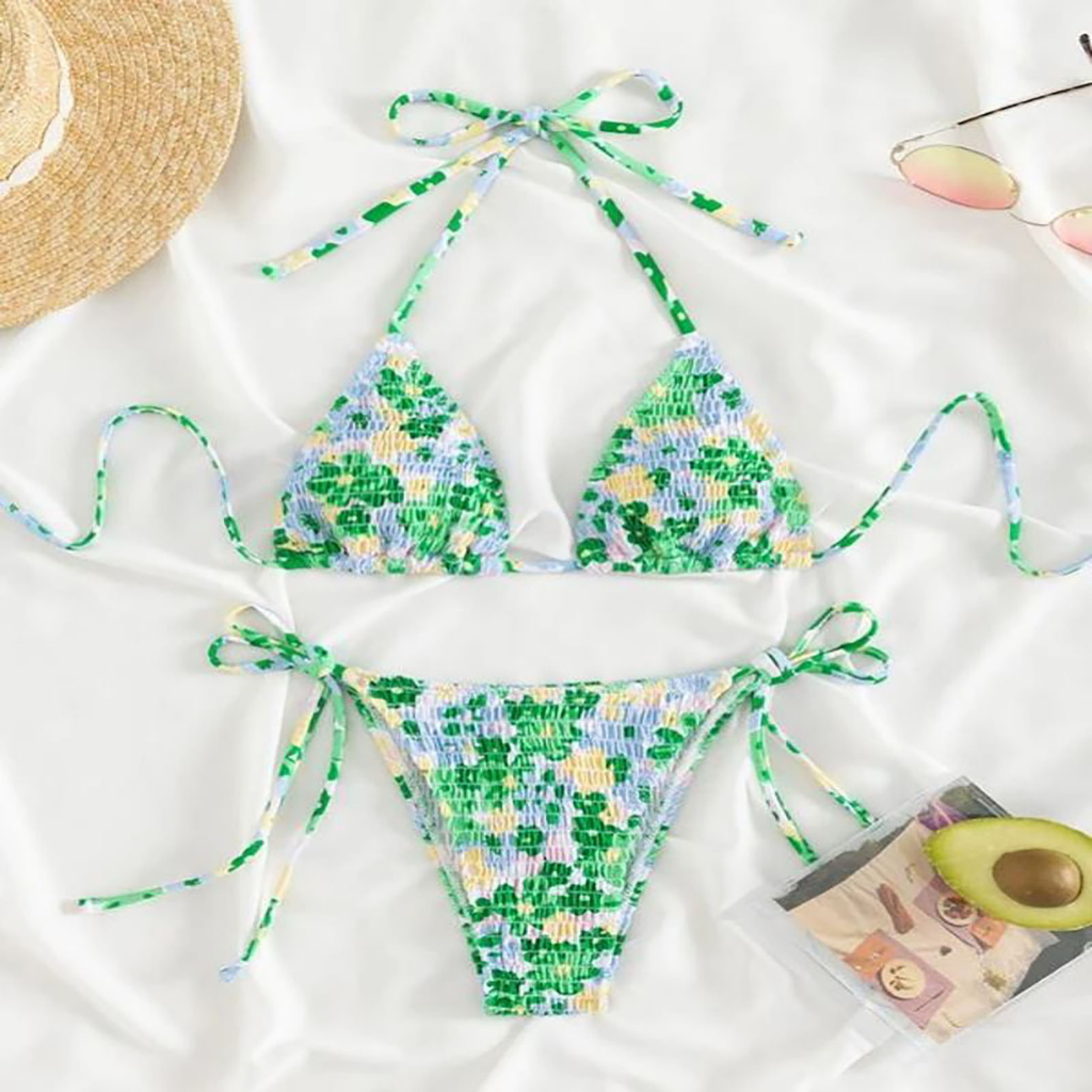 Áo tắm nữ in xẻ tà gợi cảm áo ngực nữ và bộ bikini quần lót để lặn bơi ngoài trời