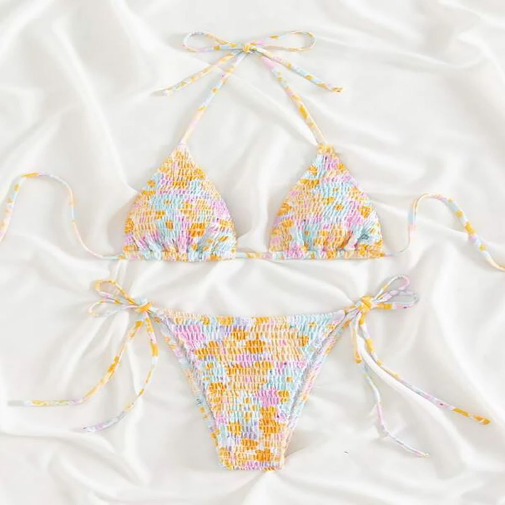 Áo tắm nữ in xẻ tà gợi cảm áo ngực nữ và bộ bikini quần lót để lặn bơi ngoài trời
