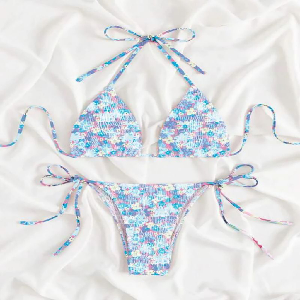 Áo tắm nữ in xẻ tà gợi cảm áo ngực nữ và bộ bikini quần lót để lặn bơi ngoài trời