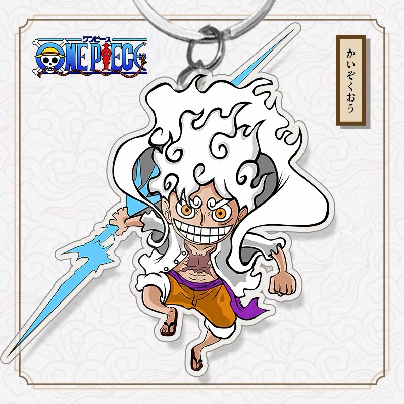 Anime one piece nika monkey d. Luffy gear 5 anime acrylic mặt dây chuyền keychain keyring collection quà tặng cosplay