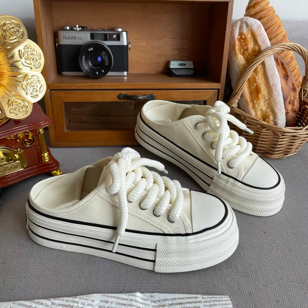 Giày Lười Đế Dày Bằng Vải Canvas Mẫu Mới 2023 Thời Trang Mùa Hè Dành Cho Bạn Nữ
