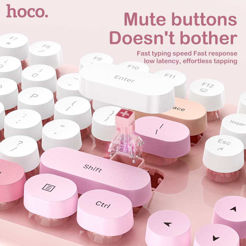 Bộ bàn phím hoco 104 phím bàn phím không dây nút đầy màu sắc chuột phù hợp với bàn phím chuột cho máy tính xách tay bàn phím di động
