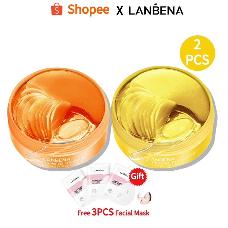 Hộp 60 mặt nạ mắt Lanbena vitamin C retinol giảm quầng thâm và nếp nhăn chống lão hóa (2PCS)