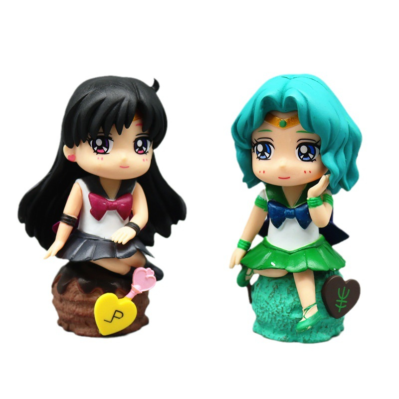 6 cái / bộ 11 cm anime sailor moon hình tsukino usagi chibiusa sailor mars q phiên bản trang trí bánh pvc hành động hình mô hình đồ chơi búp bê trẻ em quà tặng