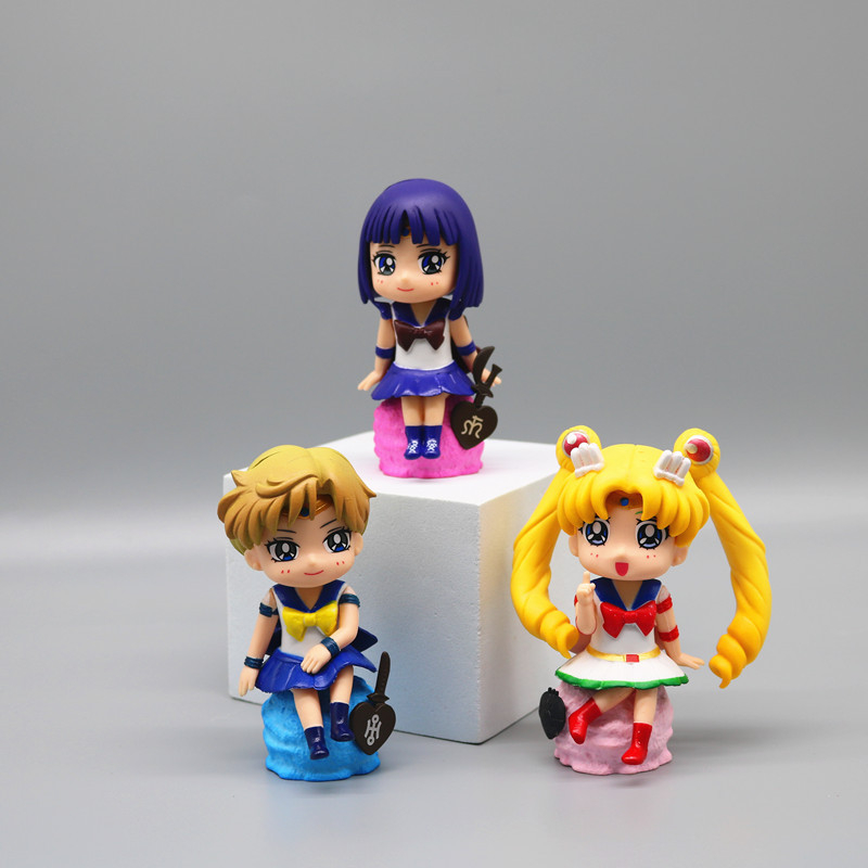 6 cái / bộ 11 cm anime sailor moon hình tsukino usagi chibiusa sailor mars q phiên bản trang trí bánh pvc hành động hình mô hình đồ chơi búp bê trẻ em quà tặng