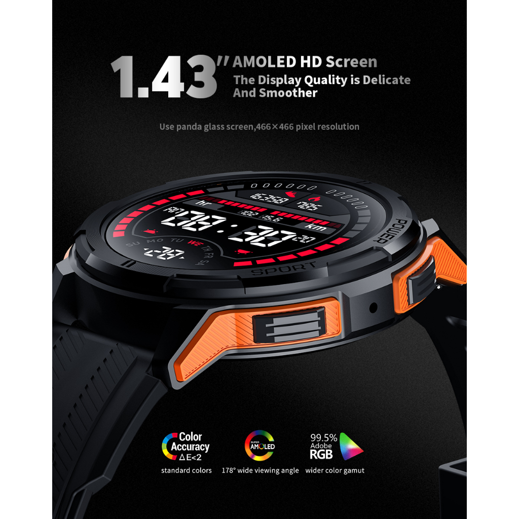 Skmei Đồng Hồ Thông Minh c25 Màn Hình hd 466 * 466 Theo Dõi Nhịp Tim Chống Thấm Nước