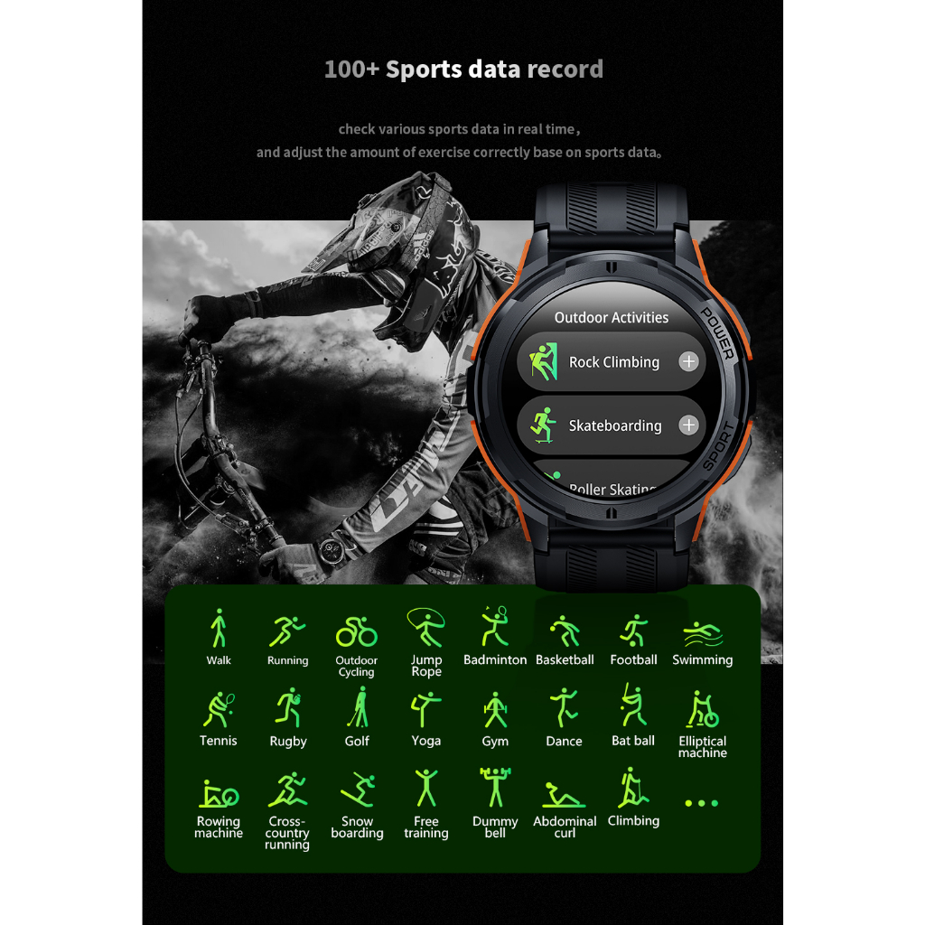 Skmei Đồng Hồ Thông Minh c25 Màn Hình hd 466 * 466 Theo Dõi Nhịp Tim Chống Thấm Nước