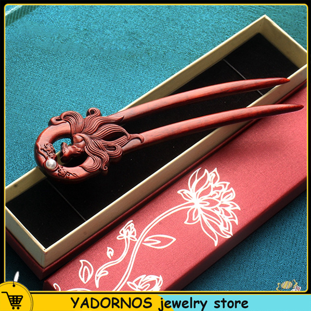 YADORNOS Đũa Gỗ Hồng Hình Chữ U Phong Cách Retro Trung Hoa