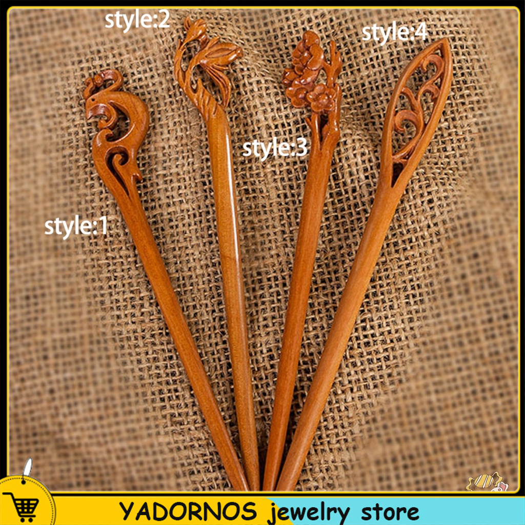 YADORNOS Trâm Cài Tóc Bằng Gỗ Khắc Thủ Công Phong Cách Retro