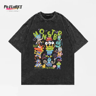 POFLORET thương hiệu địa phương cổ điển unisex 100% cotton t -shirt "letter" hình dạng rộng itize overize Áo thun Baby Tee