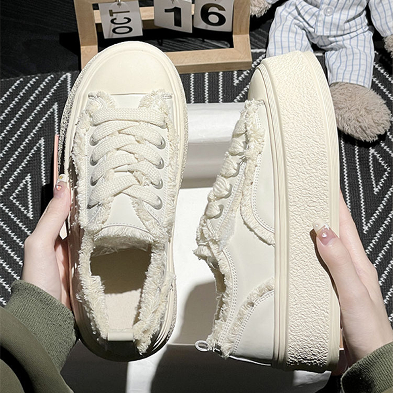 Shizhibao Giày Thể Thao Vải canvas Đế Dày Tăng Chiều Cao Phong Cách Mới Cho Nữ