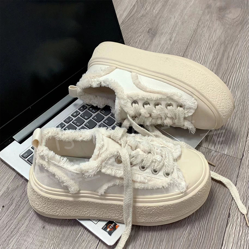 Shizhibao Giày Thể Thao Vải canvas Đế Dày Tăng Chiều Cao Phong Cách Mới Cho Nữ