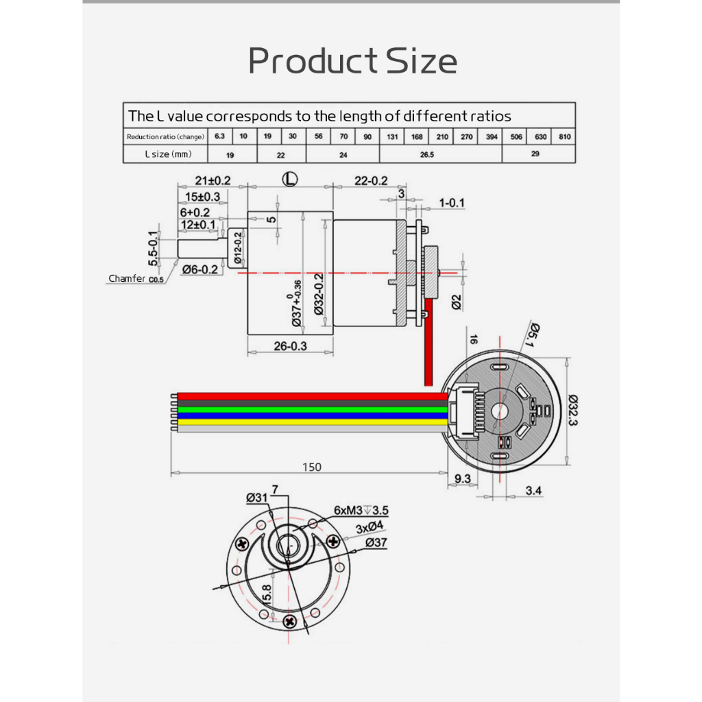 JGB37-520 Động Cơ Nhỏ Tốc Độ Thấp Với Bộ Mã Hóa Hall 7RPM-1590RPM Động Cơ Giảm Tốc DC 6V/12V Điều Chỉnh Tốc Độ Chuyển Tiếp và Đảo Ngược