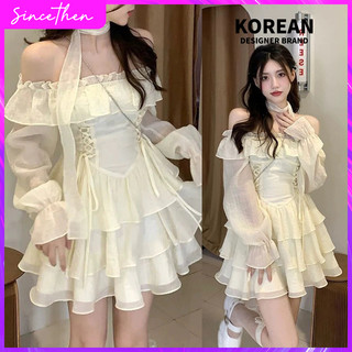 S-xl off-the-shoulder dress one-shoulder lace-up narrow-eo