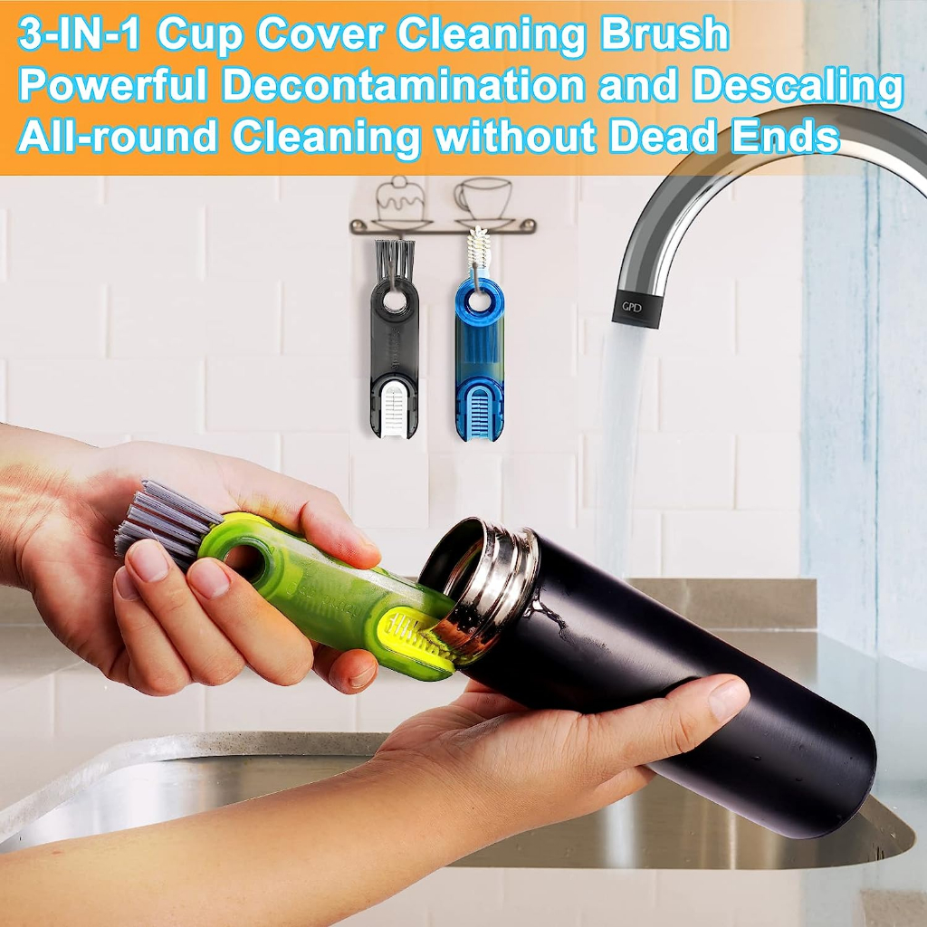 3 trong 1 bàn chải làm sạch khoảng cách chai bàn chải làm sạch cốc đa chức năng chai nước công cụ làm sạch mini silicone u-shaped brush