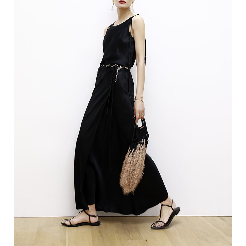 Đầm Satin Dáng Dài Xẻ Tà Thời Trang Mùa Hè 2023 Quyến Rũ Cho Nữ