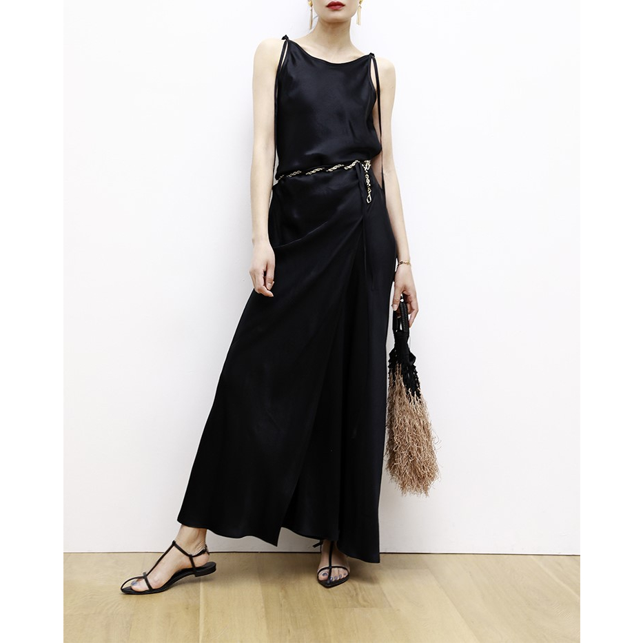 Đầm Satin Dáng Dài Xẻ Tà Thời Trang Mùa Hè 2023 Quyến Rũ Cho Nữ