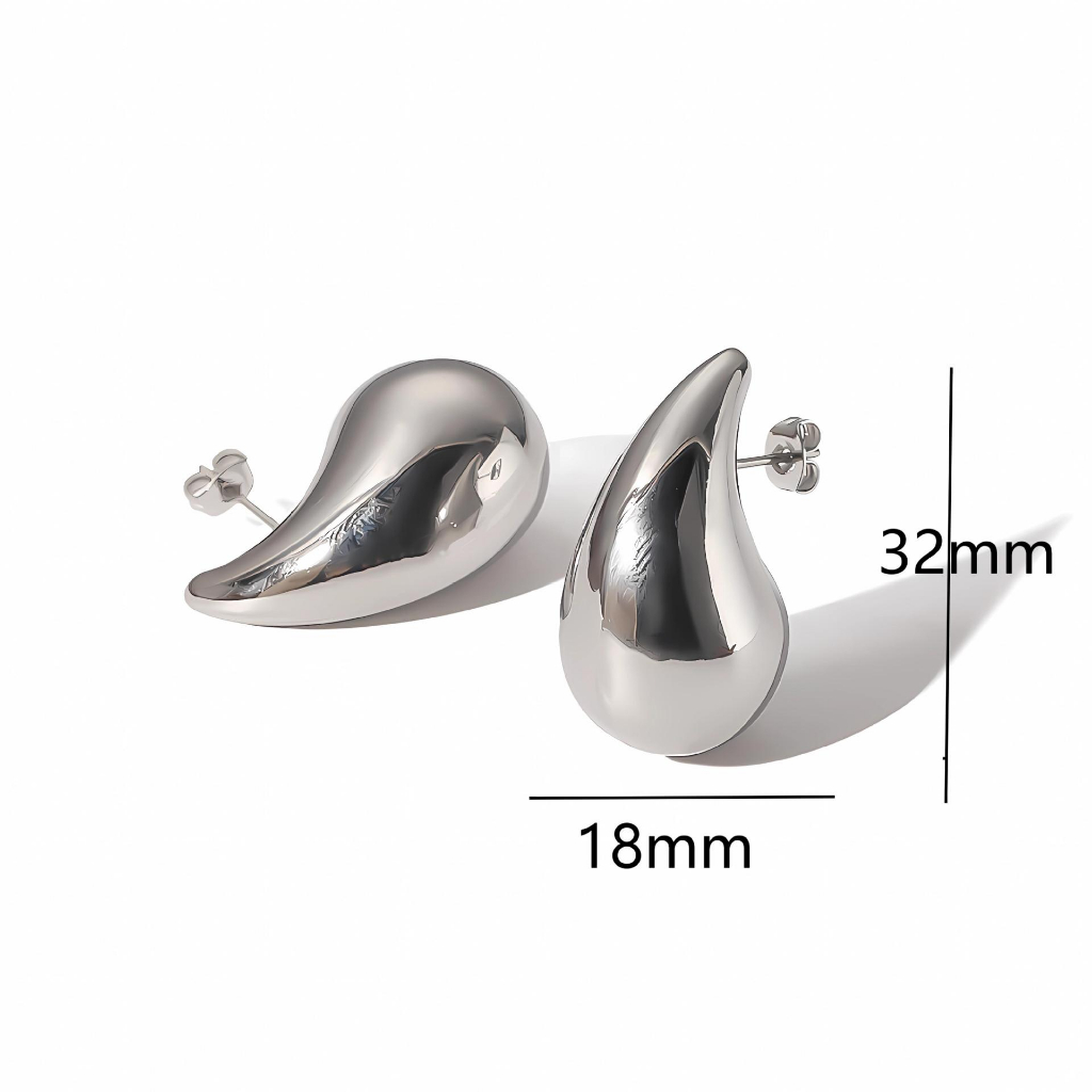 Bông Tai Mạ Vàng Hình Giọt Nước Bằng Thép Không Gỉ Dày Dặn Phong Cách vintage hoops