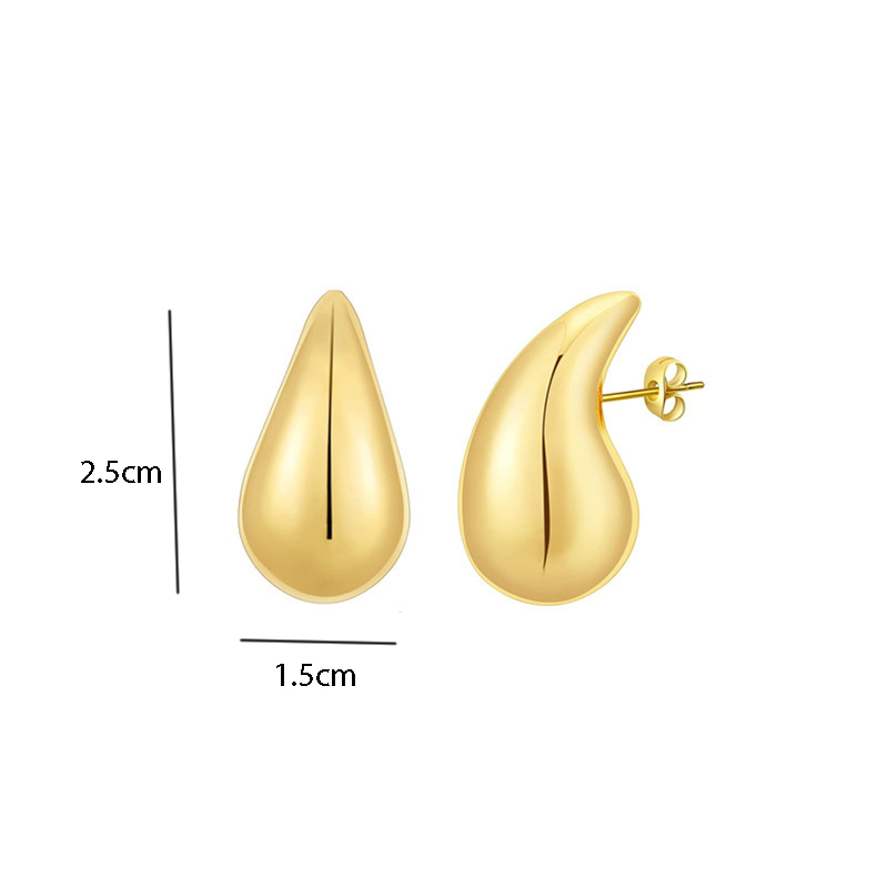 Bông Tai Mạ Vàng Hình Giọt Nước Bằng Thép Không Gỉ Dày Dặn Phong Cách vintage hoops