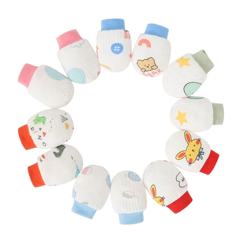 Bộ 2 Đôi Găng Tay + Vớ Bằng Cotton Mềm Chống Trầy Dành Cho Bé Sơ Sinh