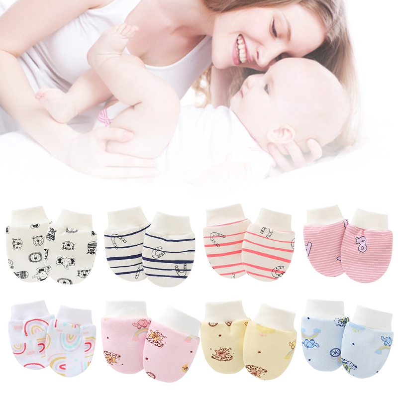 Đôi găng tay cotton mềm chống trầy xước bảo vệ cho bé sơ sinh
