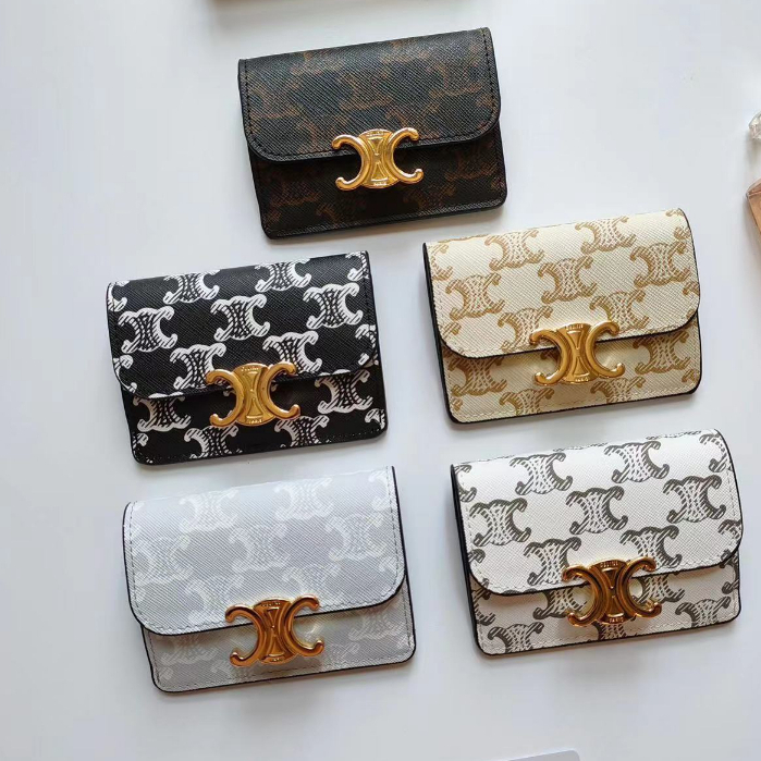 Celine original authentic the latest TRIOMPHE logo printed card bag