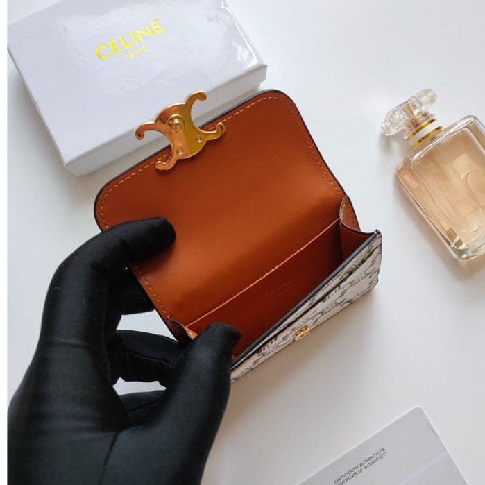 Celine original authentic the latest TRIOMPHE logo printed card bag