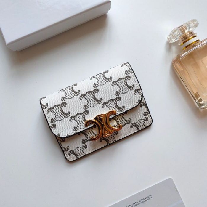 Celine original authentic the latest TRIOMPHE logo printed card bag