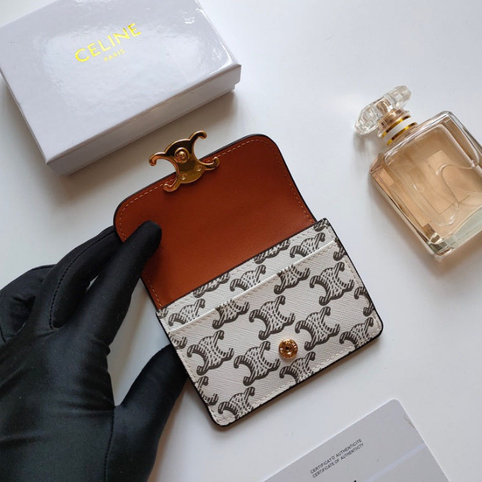 Celine original authentic the latest TRIOMPHE logo printed card bag