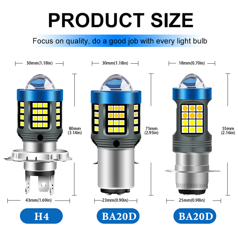Đèn Pha Led H4 BA20 3030 12V-32V Siêu Sáng Chuyên Dụng Cho Xe Mô Tô