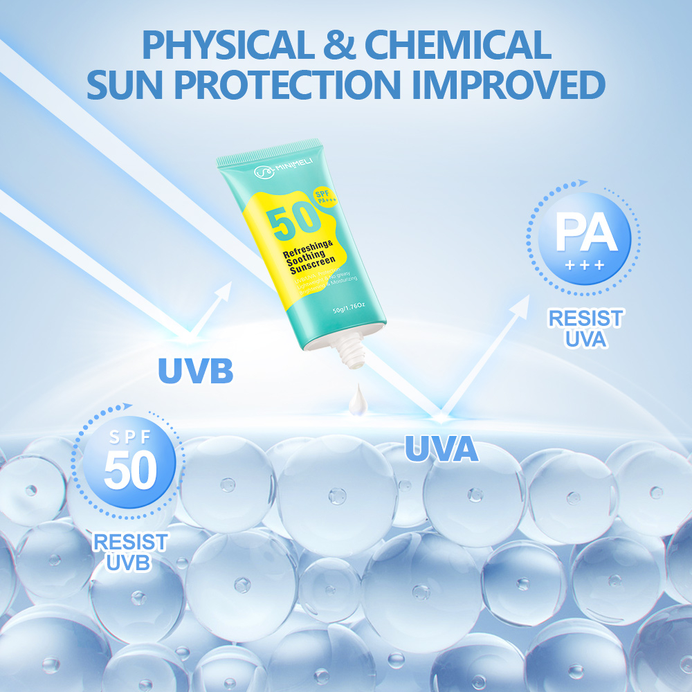 Kem Chống Nắng MINIMELI spf50 pa + + + Làm Sáng Da Trọng Lượng Nhẹ 50g
