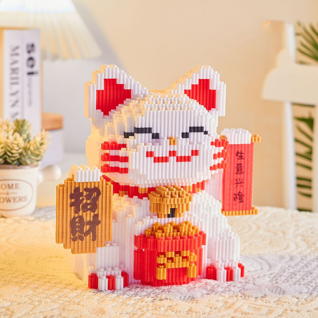 Đồ Chơi Lắp Ráp Hình Chú Mèo May Mắn 3d Dễ Thương