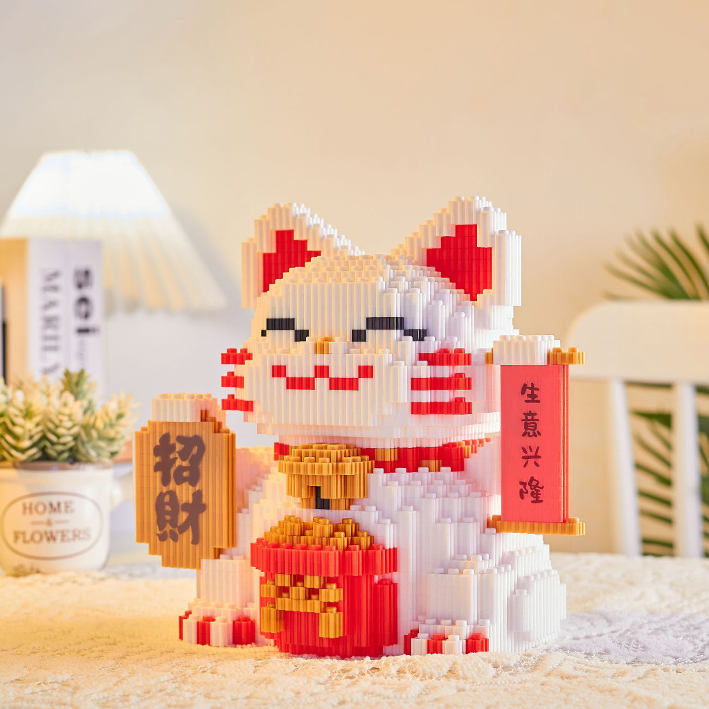 Đồ Chơi Lắp Ráp Hình Chú Mèo May Mắn 3d Dễ Thương