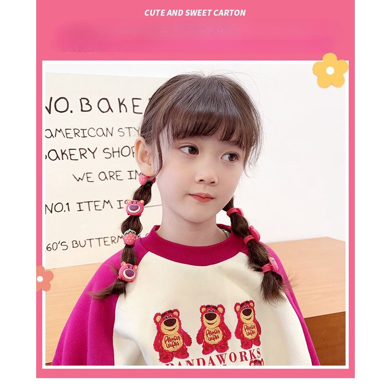 Dây buộc tóc cho trẻ em dễ thương dây buộc tóc hình gấu dâu dây thun cô gái